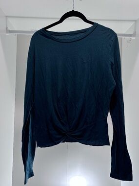 PINK by Victorias Secret Green Long Sleeve Shirt Gathered Waist size L Large